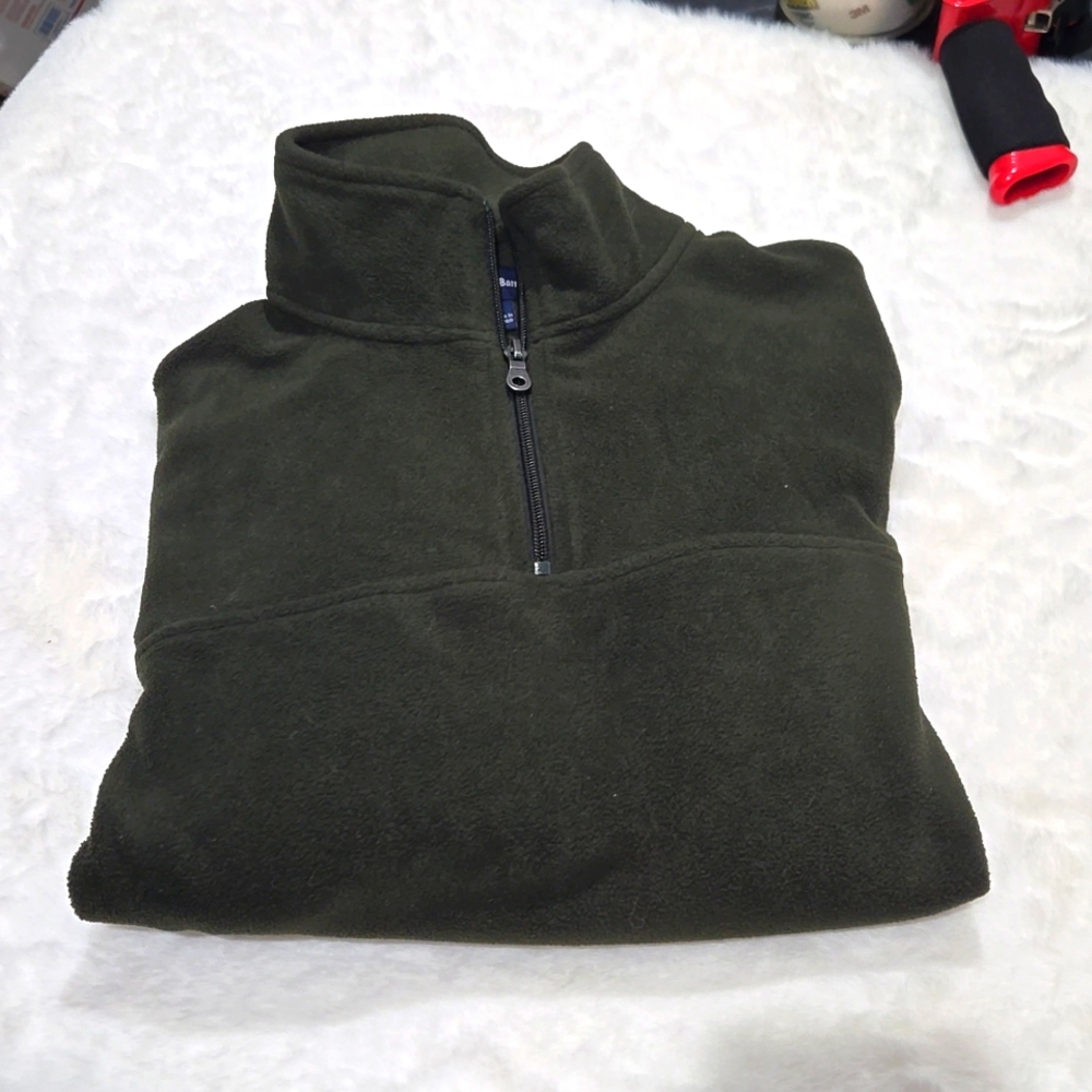 Craft&Barrow men's hunter green three-quarter zip fleece with pockets size L